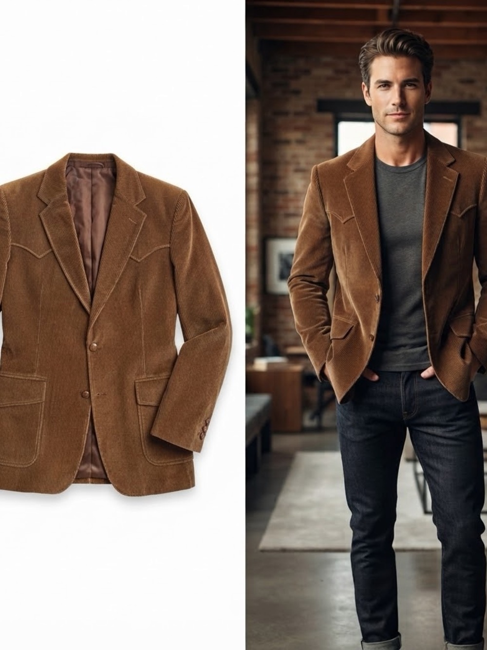 Men's Brown Corduroy Sport Coat - Tailored Casual Blazer